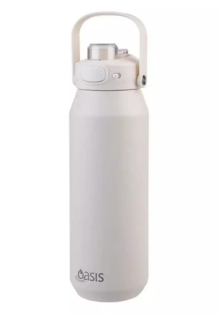 Oasis Ceramic Stainless Steel Triple Wall Capri Quick Release Drink Bottle 1L - Alabaster