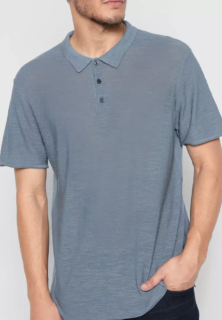 Buy FOR ALL MANKIND Short Sleeve Sweater Polo In Washed Jean 2023 Online  ZALORA Philippines