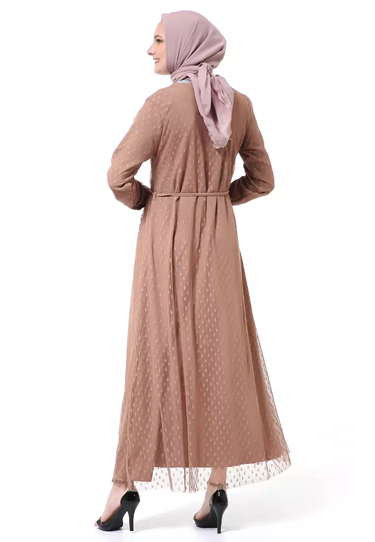 Nayaka Gamis Wanita Lengan Panjang Design Klasik High Quality Premium - Brown