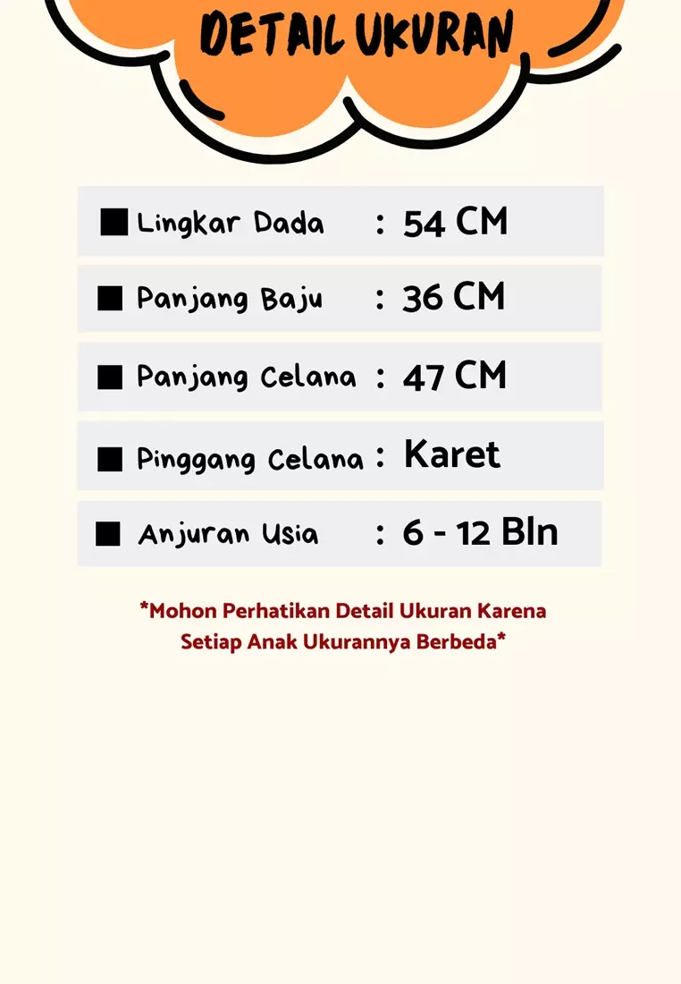 Skabe Setelan Piyama Bayi Anak Unisex Animals Polkadot 3061 Kuning Muda