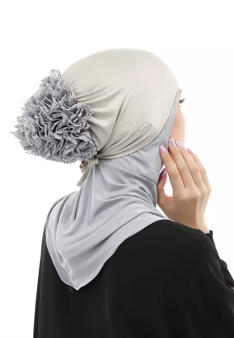 Irna Inner Ciput Muslimah Wanita Motif Polos Relaxed Fit - Grey