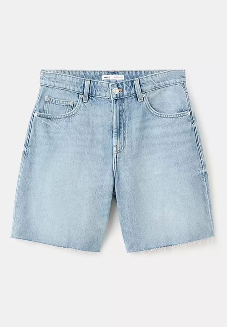 Straight Low-Rise Denim Bermuda Shorts
