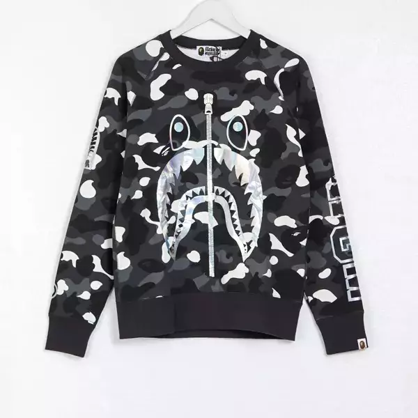 Sweater BAPE SHARK HOLOGRAM CITY CAMO GLOW IN THE DARK SWEATSHIRT 100% ORIGINAL