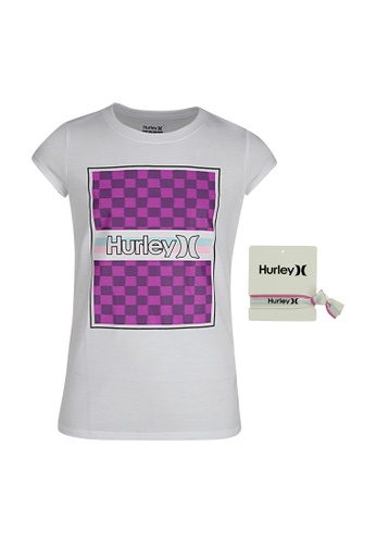 Hurley white Hurley Girl's Classic Checker Print Short Sleeves Tee - White FEBD2KA95C3B74GS_1