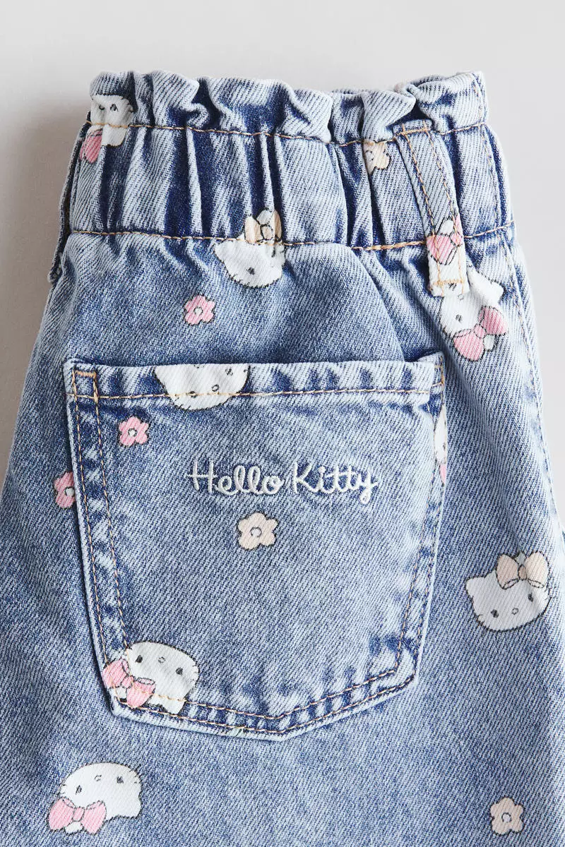 Motif-detail wide leg jeans