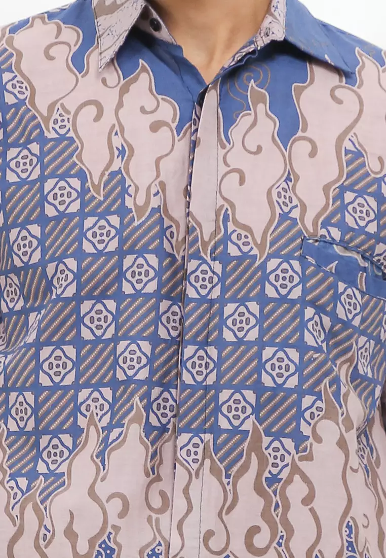 Saroja Kemeja Batik Exclusive Premium Pria Casual Modern Lengan Pendek