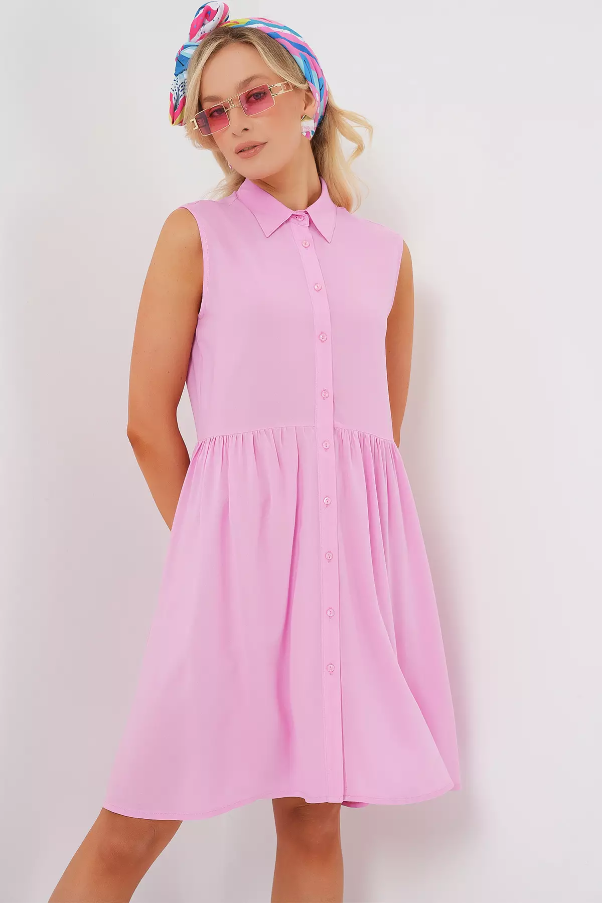 Sleeveless Shirt Dress