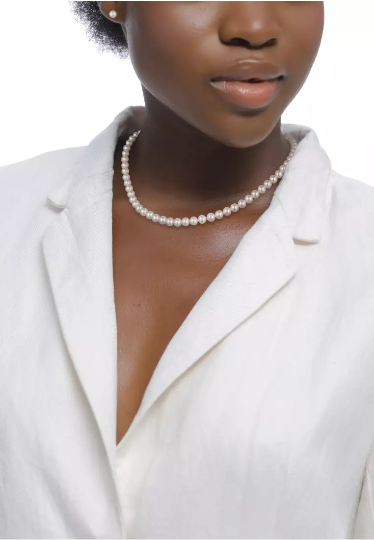 Set Perhiasan Perak 925 Wanita Stud Swarovski® Pearl