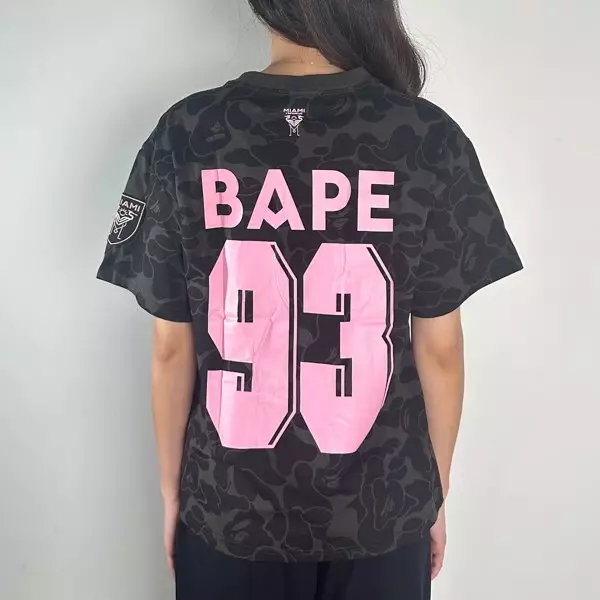 Kaos BAPE X INTER MIAMI CF CAMO DARK GREEN BLACK TSHIRT 100% ORIGINAL