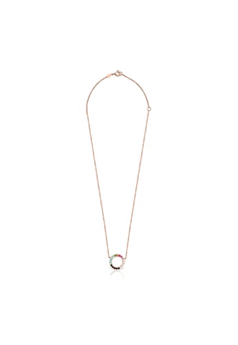 TOUS TOUS Straight Disc Rose Silver Vermeil Necklace with Gemstones C9BDDAC0B4DC39GS_1