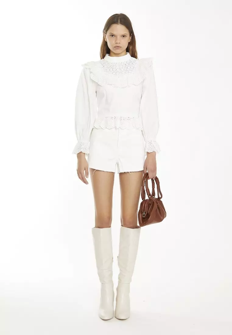 High-Neck Ruffle Blouse