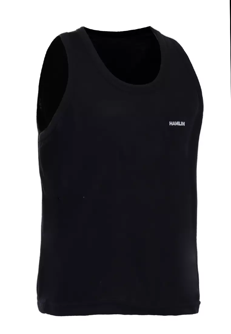 Oriel Singlet Anak Unisex Motif Polos Kids Tshirt Sleeveless Material Cotton ORIGINAL - Black