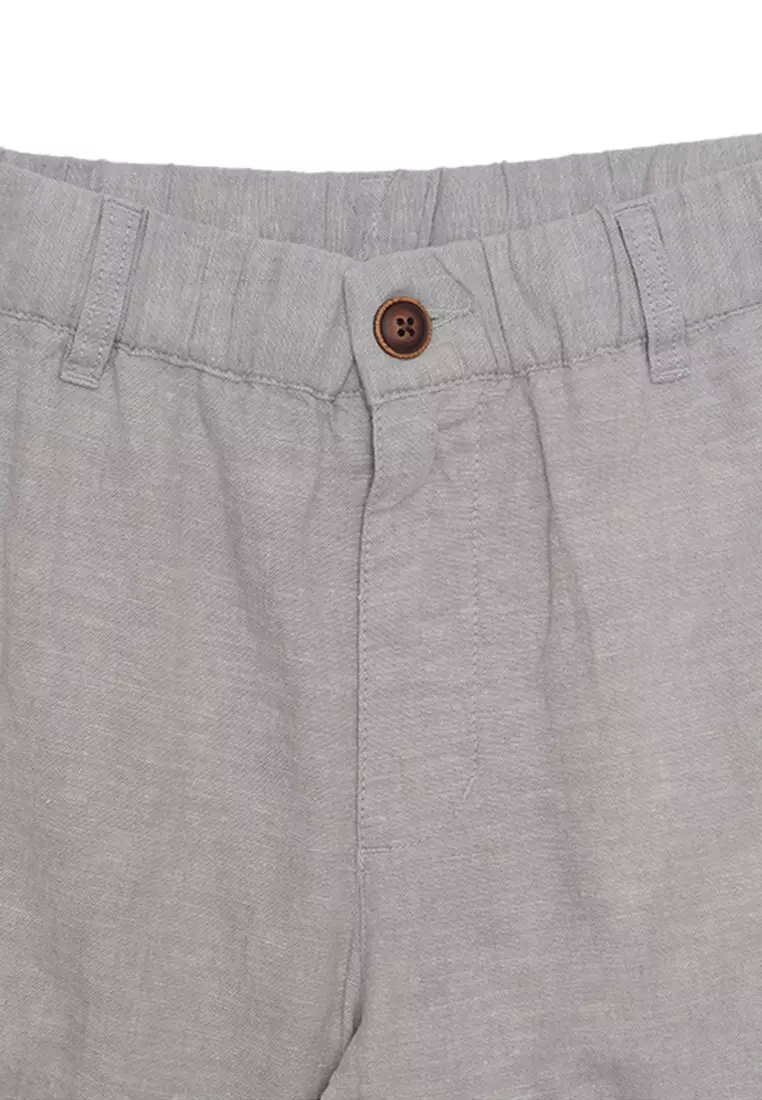 Men's Linen Cotton Low Rise Slim Tapered Bermuda Shorts