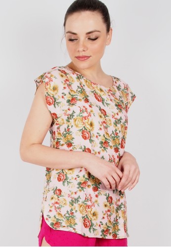 Ownfitters Lydia Floral Tops - Cream
