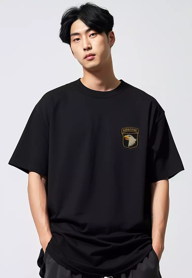 MTP07 kaos oversize army us army airborne bahan tebal scuba pria cowok hitam