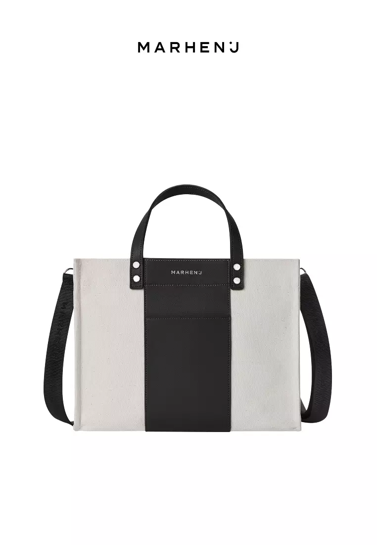 KAI Canvas Vegan Leather Crossbody Bag Neutral Black