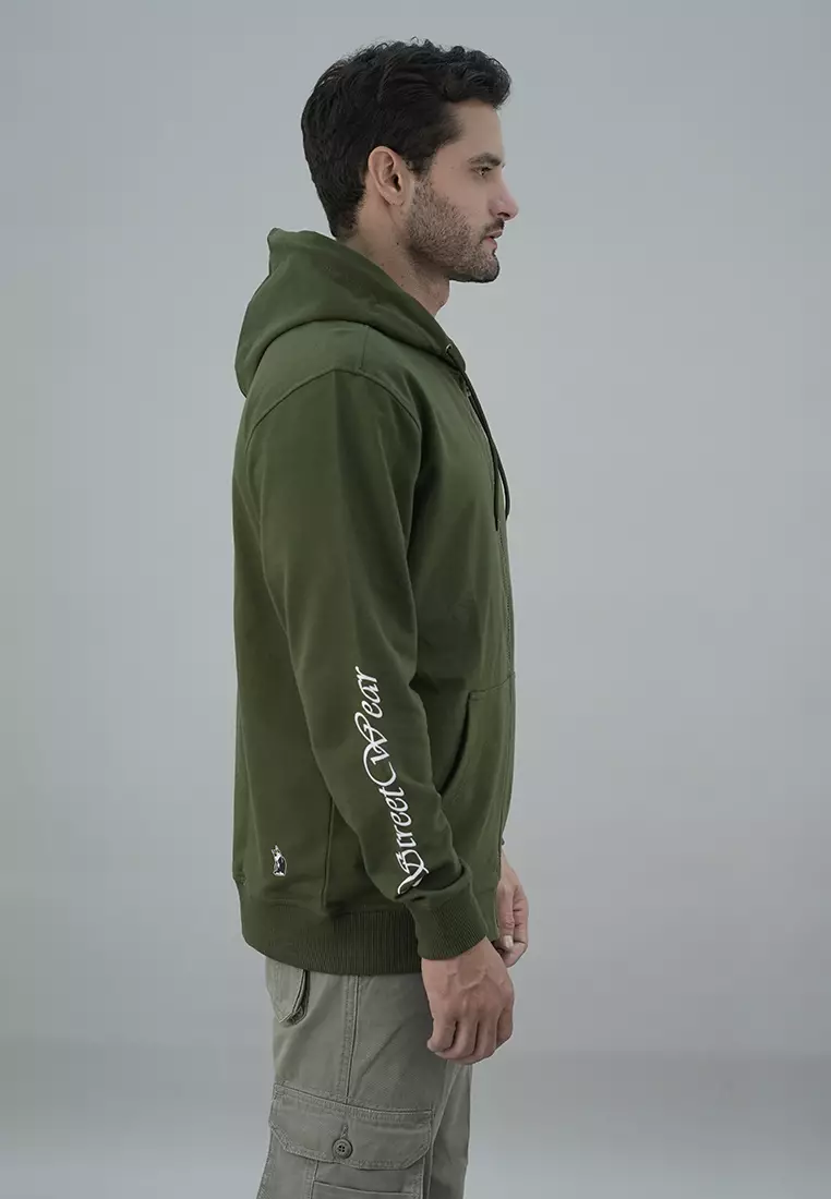 LGS Street - Jaket Hoodie Resleting - Hijau Army - Street Wear - SH.10.H028.019.C