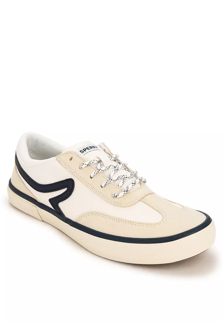Discount on Sperry  shoes - SKU: Men's Crossjack Court Sneaker White Navy (STS25817)