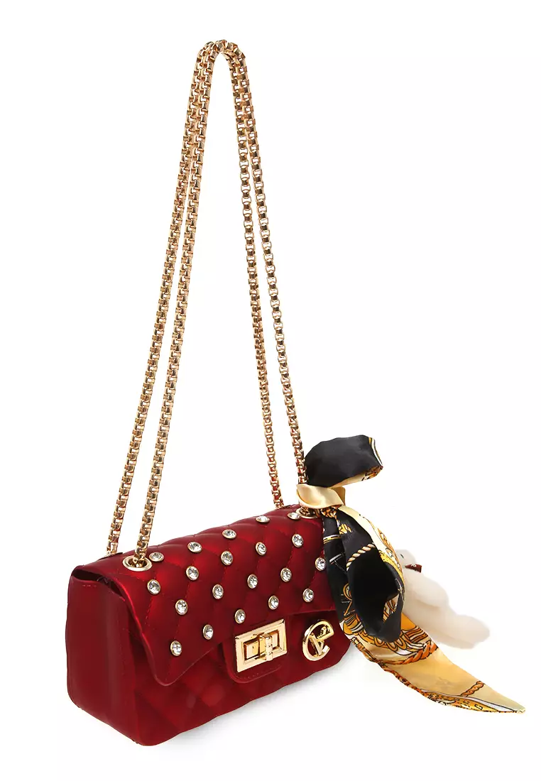 Hata Tas Slempang Wanita Free Boneka & Syal Random Slingbags Jelly - Maroon
