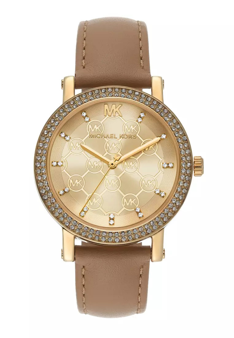Leather michael best sale kors watch women