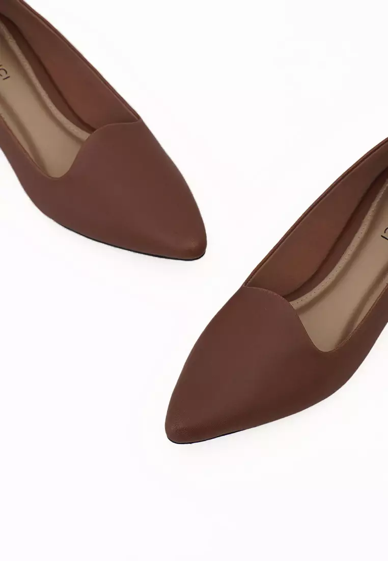 VIVI NICI - Danielle Sepatu Kerja Wanita Pantofel Hak 3 Cm Downtown Brown
