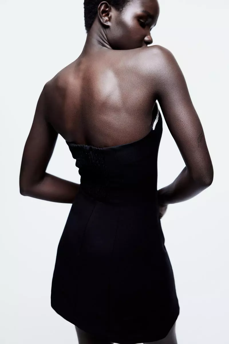 Rhinestone-trimmed bandeau dress