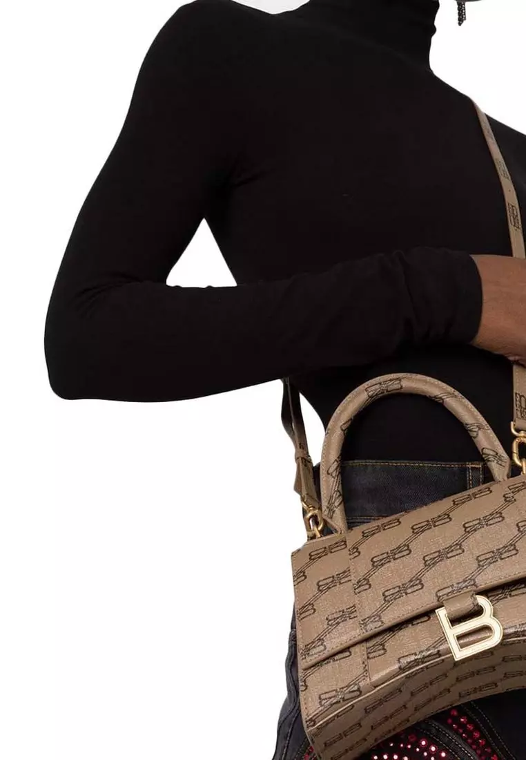 Hourglass Small BB Monogram Crossbody Bag in Beige