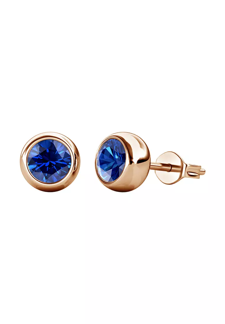 Birth Stone Moon Earring September Sapphire RG - Anting Crystal Swarovski by Her Jewellery