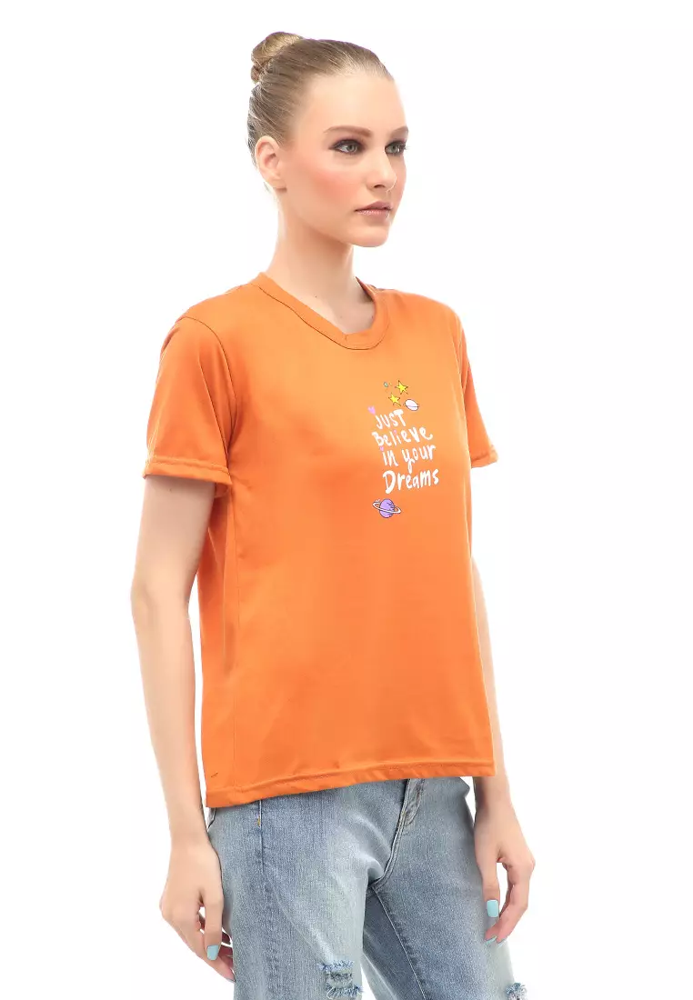 Heller Kaos Atasan Wanita Motif Print Short Sleeves Relaxed Fit - Bata