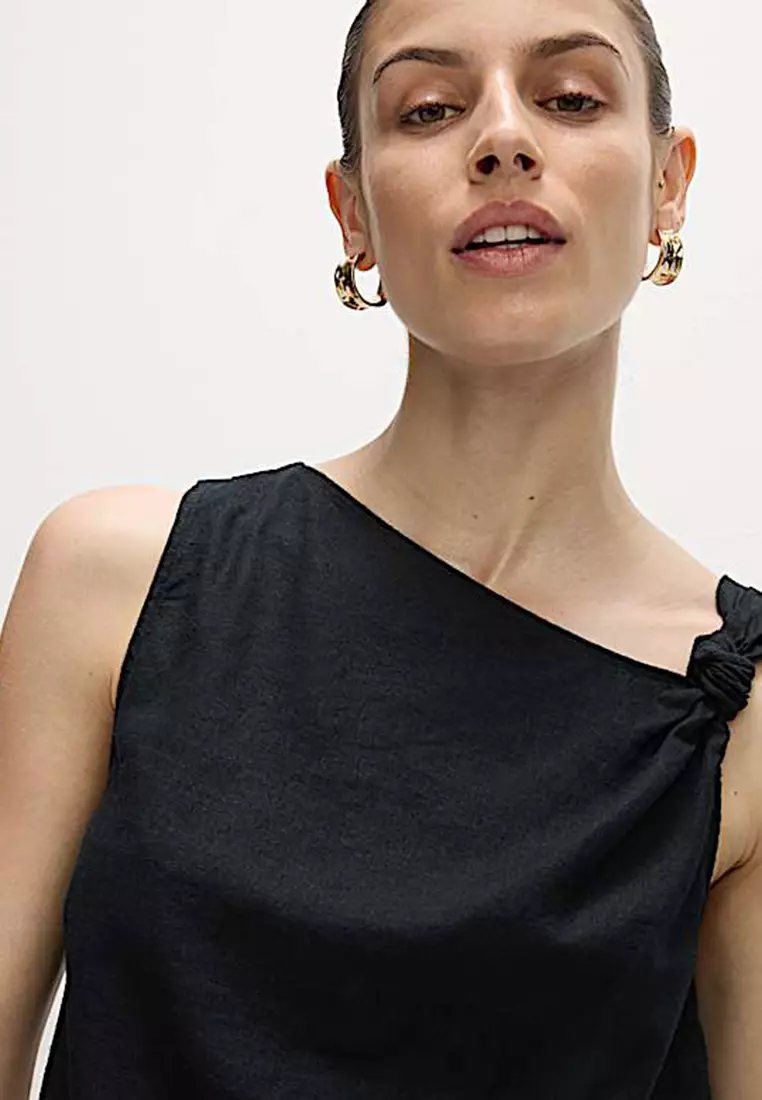 Linen Rich Twist One Shoulder Top