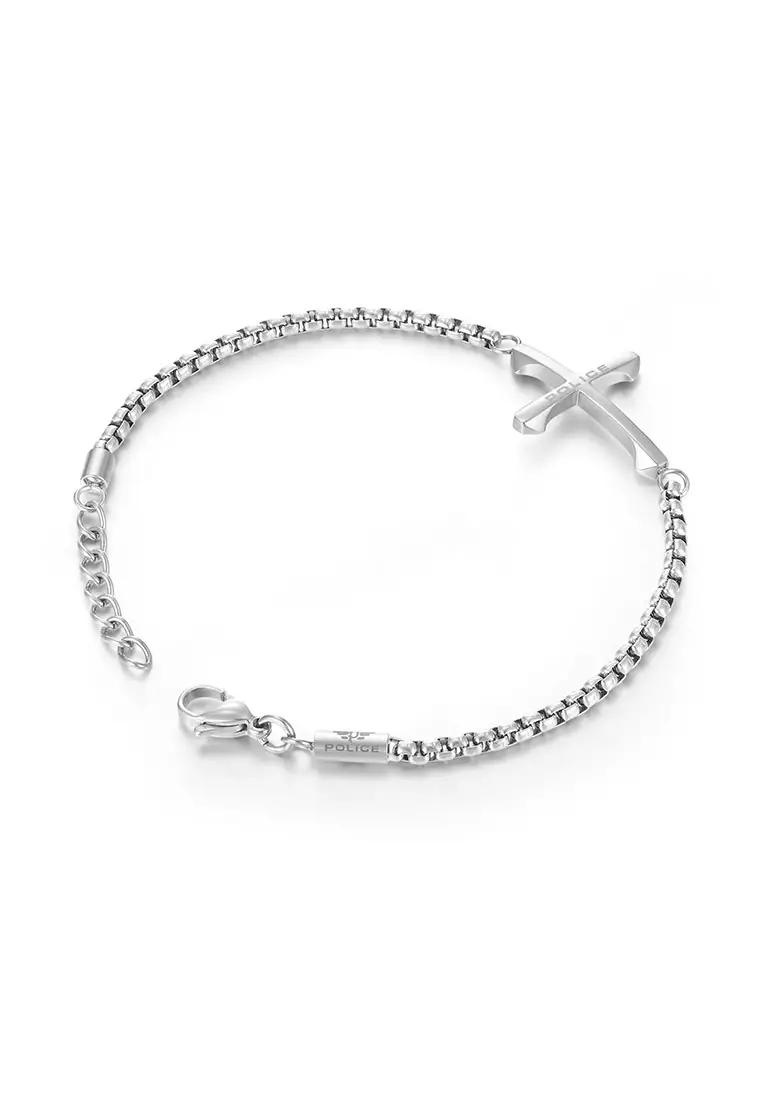 Police Die-Cut  Silver Stainless Steel Bracelet For Men PPEAGB0032601