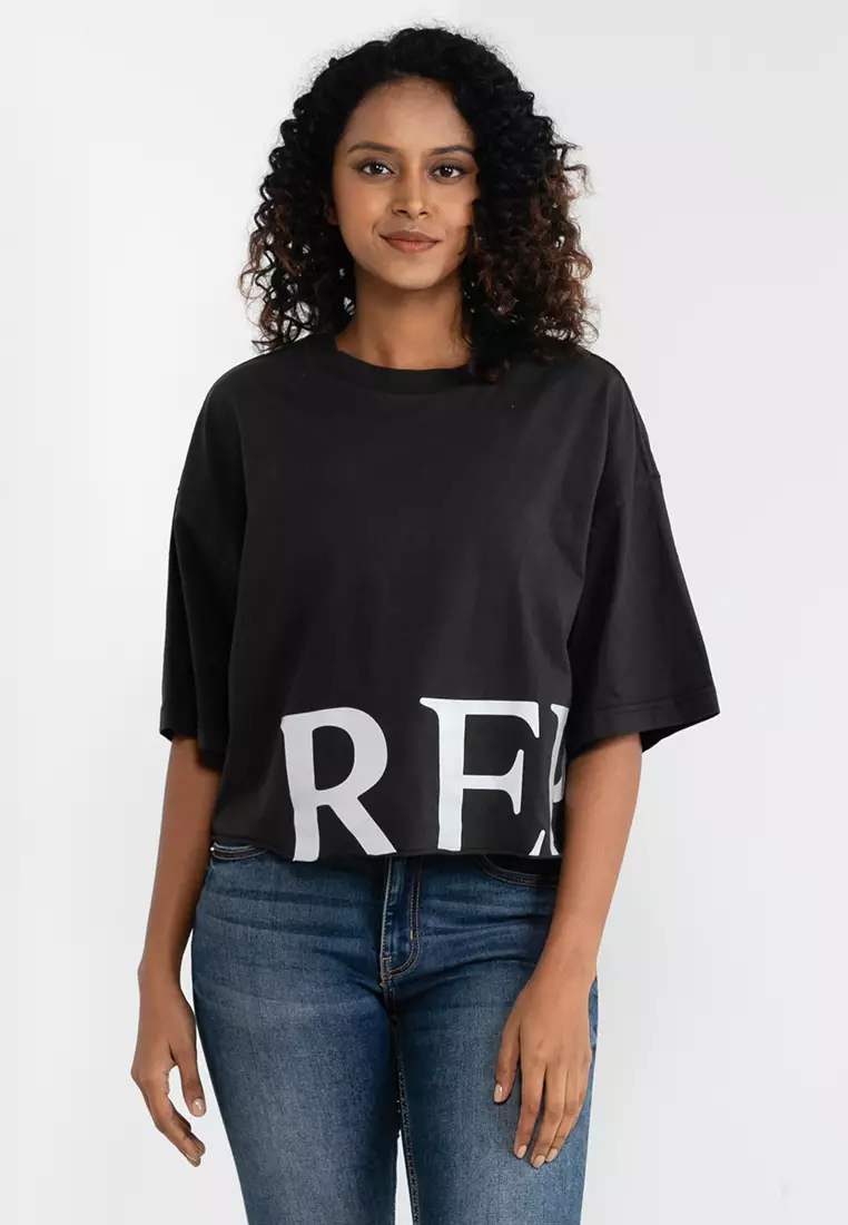 Buy REPLAY REPLAY CROPPED T-SHIRT WITH PRINT Online | ZALORA Malaysia