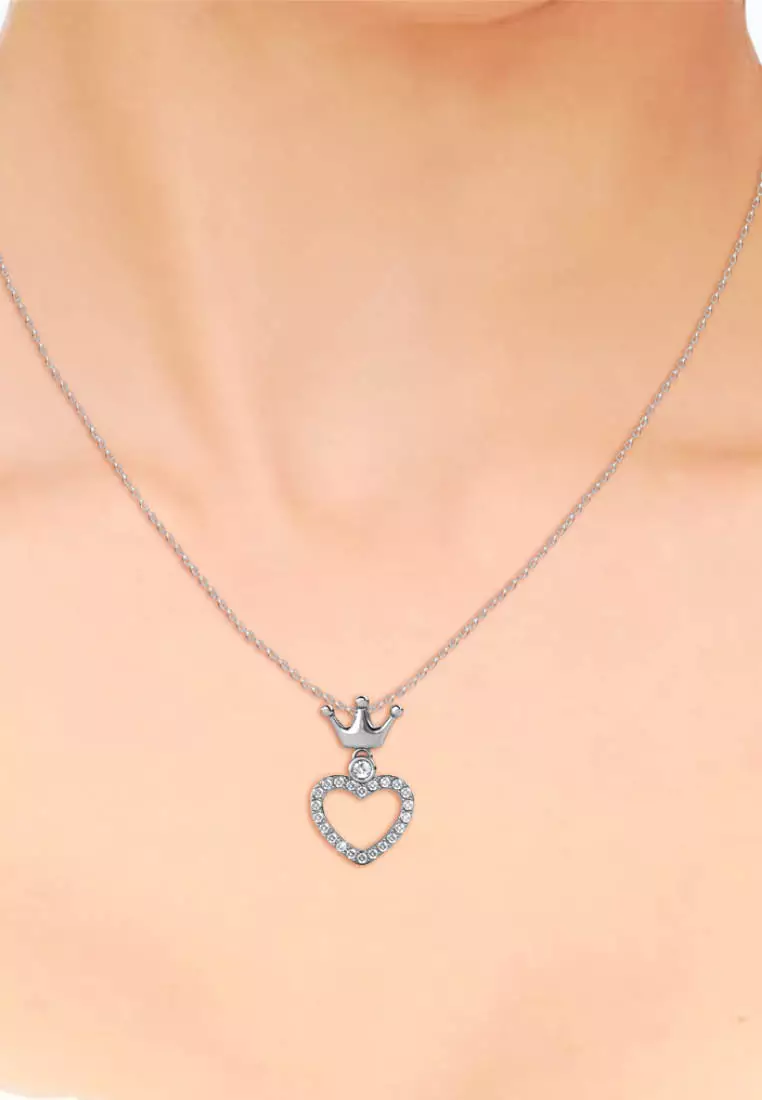 Princess Crown Pendant White Gold - Kalung Crystal Premium by Her Jewellery