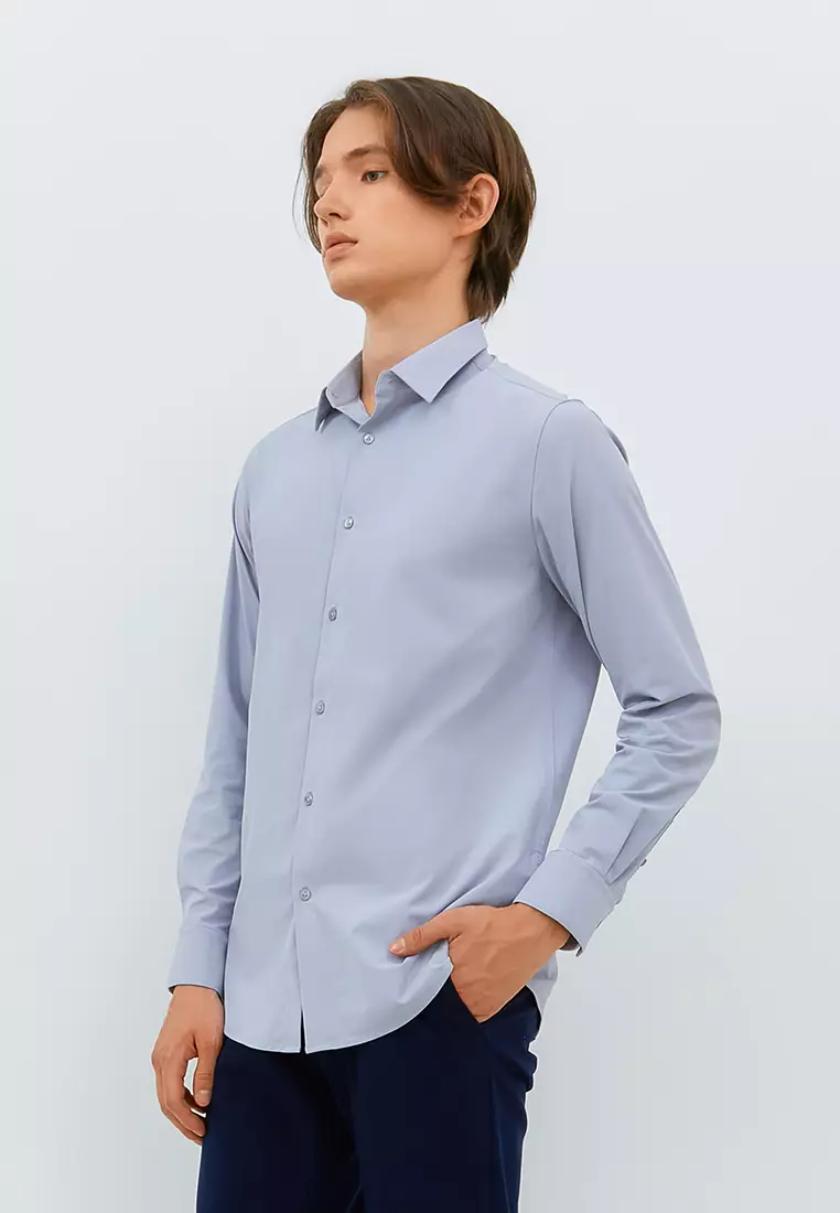 Jobb Beverly Kemeja Pria Lengan Panjang Slim Fit Light Grey