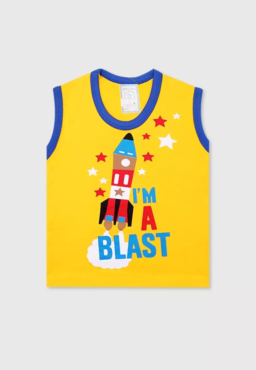 Wakakids Setelan Bayi Laki Laki Baju Singlet Anak Usia 6 Bulan Hingga 12 Bulan Set Celana Kaos Motif Rocket 3129 Kuning