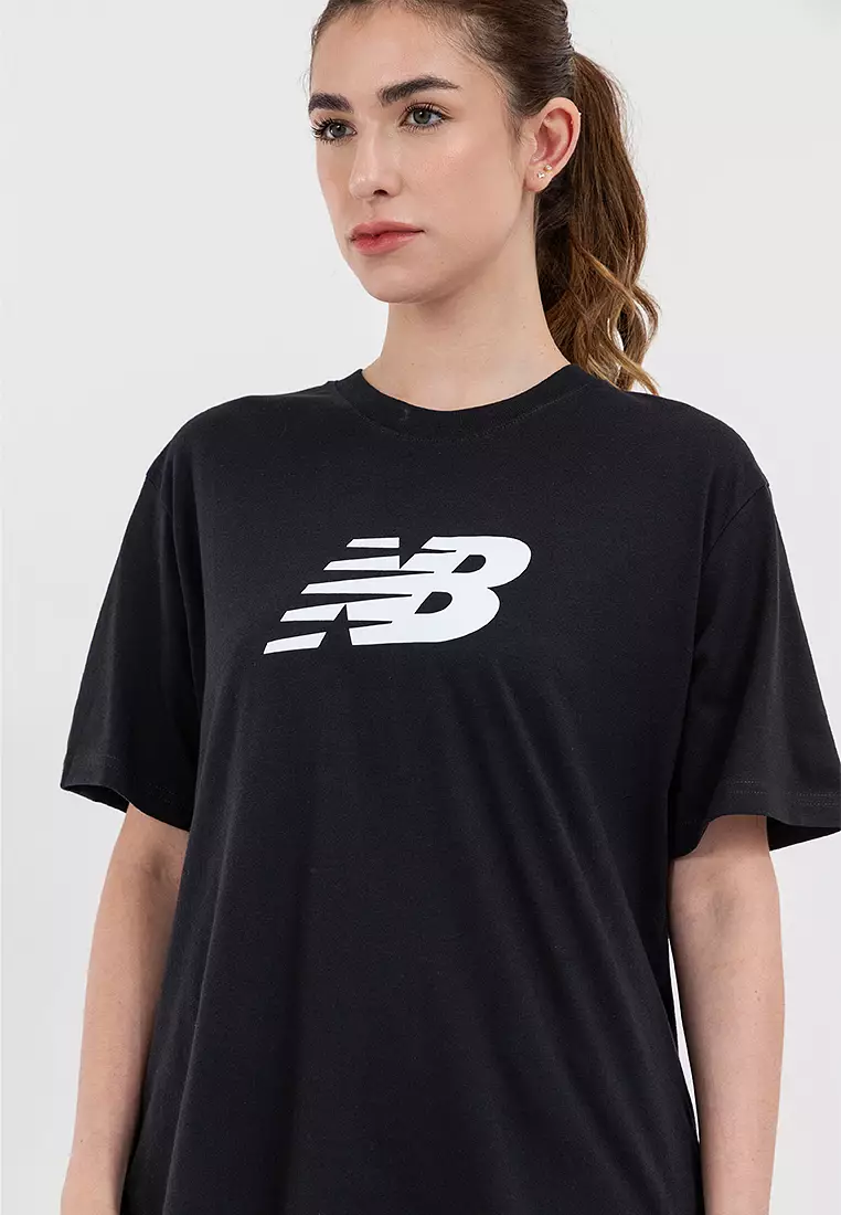 運動珠地布寬鬆商標T恤 女裝上衣-39899