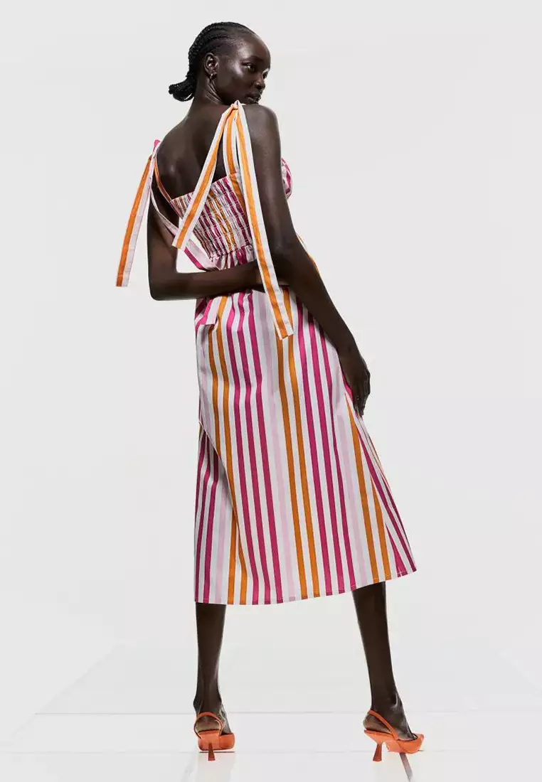 H&m striped outlet midi dress
