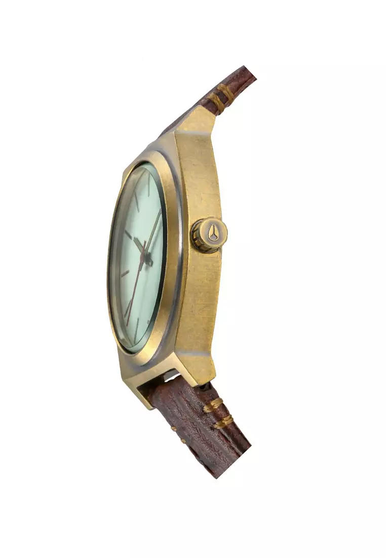 TIME TELLER BRASS/GREEN CRYSTAL/BROWN