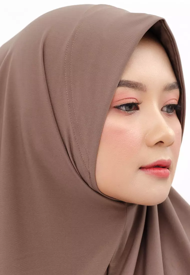 Hijab Jilbab Instan Bergo Super Jersey Cool Tech Wanita Choco Brown