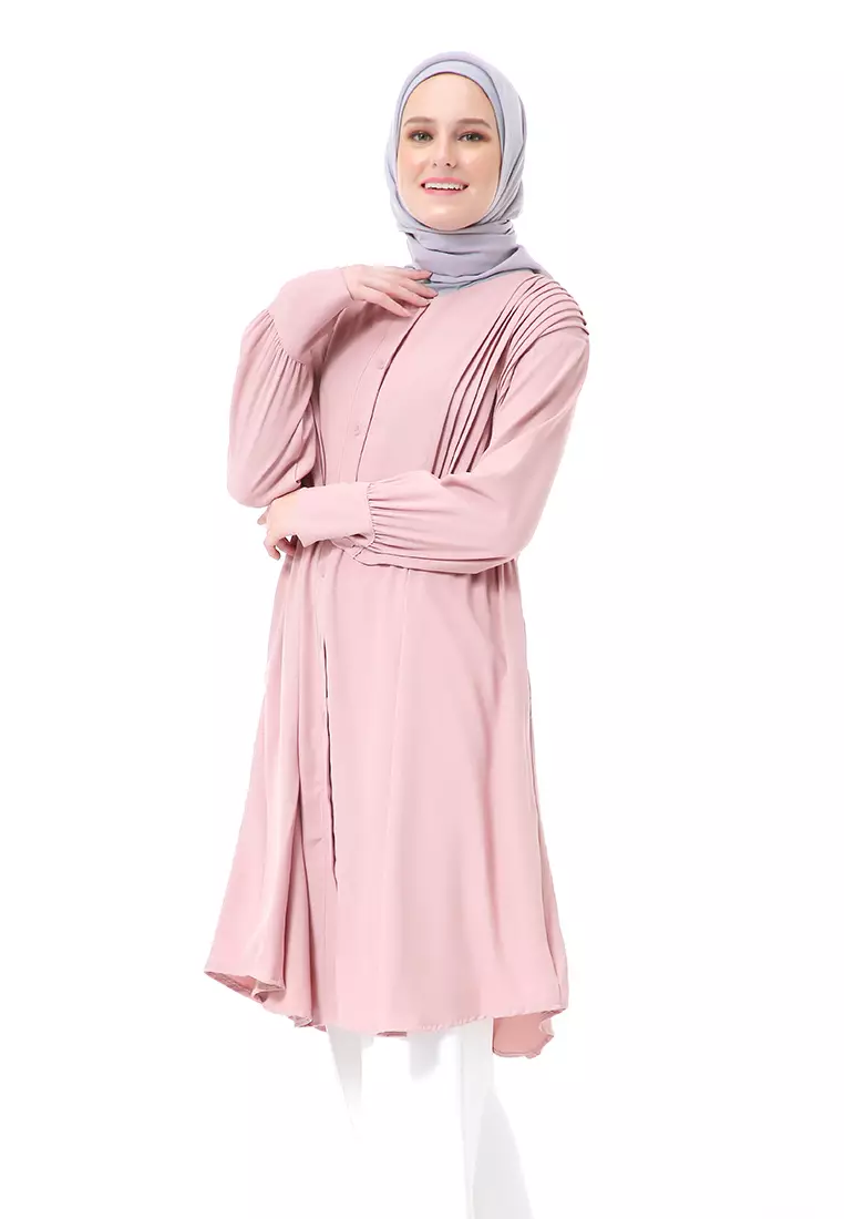 Xaula Tunik Polos Muslimah Atasan Wanita Lengan Panjang Premium High Quality - Dusty Pink