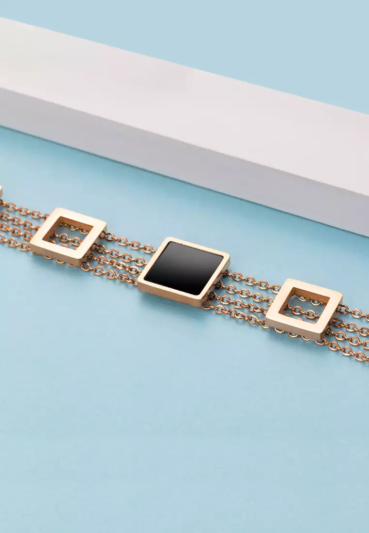 Glamourous Geometric Layered Chain Bracelet