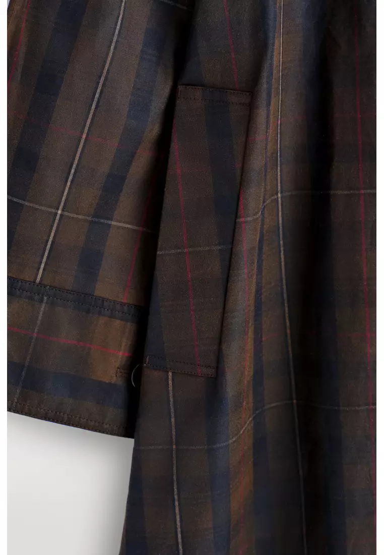 CHECKED WAXED-COTTON CAR COAT