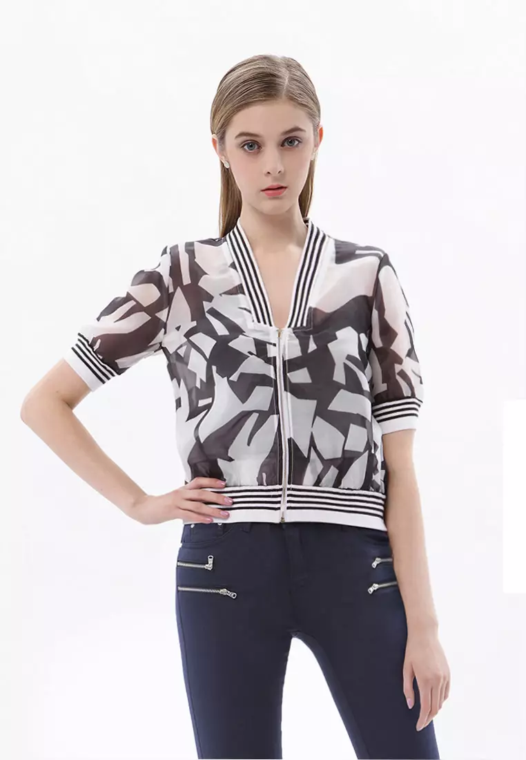 Organza bomber jacket top