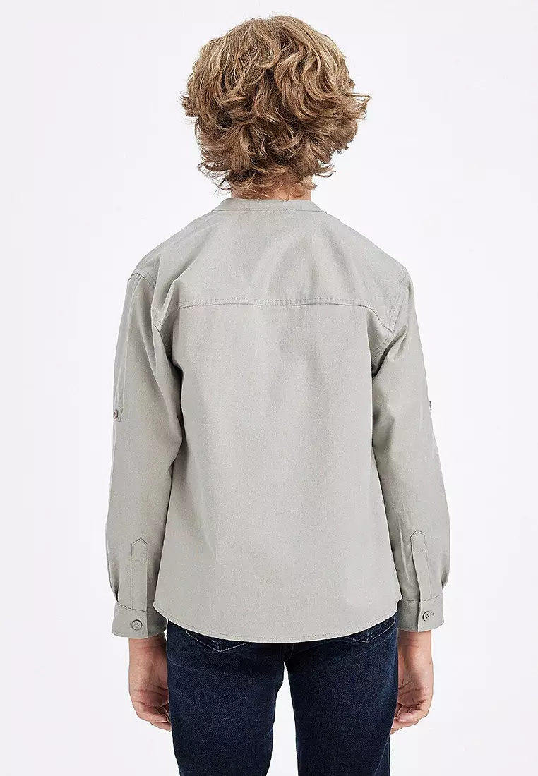 Cotton Stand Collar Overshirt