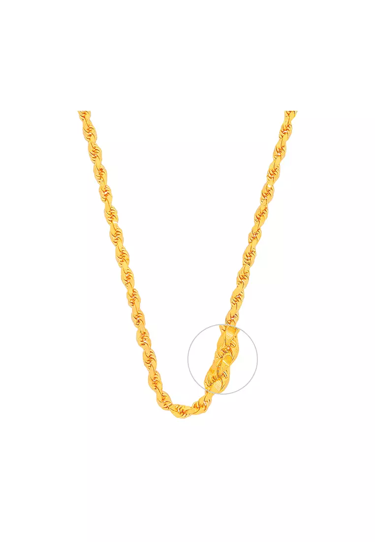 916/22K Gold Solid Rope Necklace R003 (3.50MM, 60CM)
