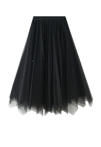 Twenty Eight Shoes Two Styles Of Bow Pleated Irregular Mesh Maxi Skirt AF0891 238FEAA980D651GS_1