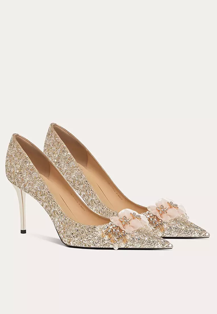 6CM Rhinestone Buckle Pointed Wedding Heels PX708-A11