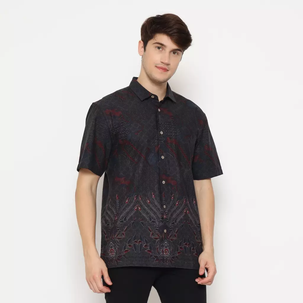 AMK Kemeja Pria Batik Lengan Pendek SHB Sambara S/S Grey
