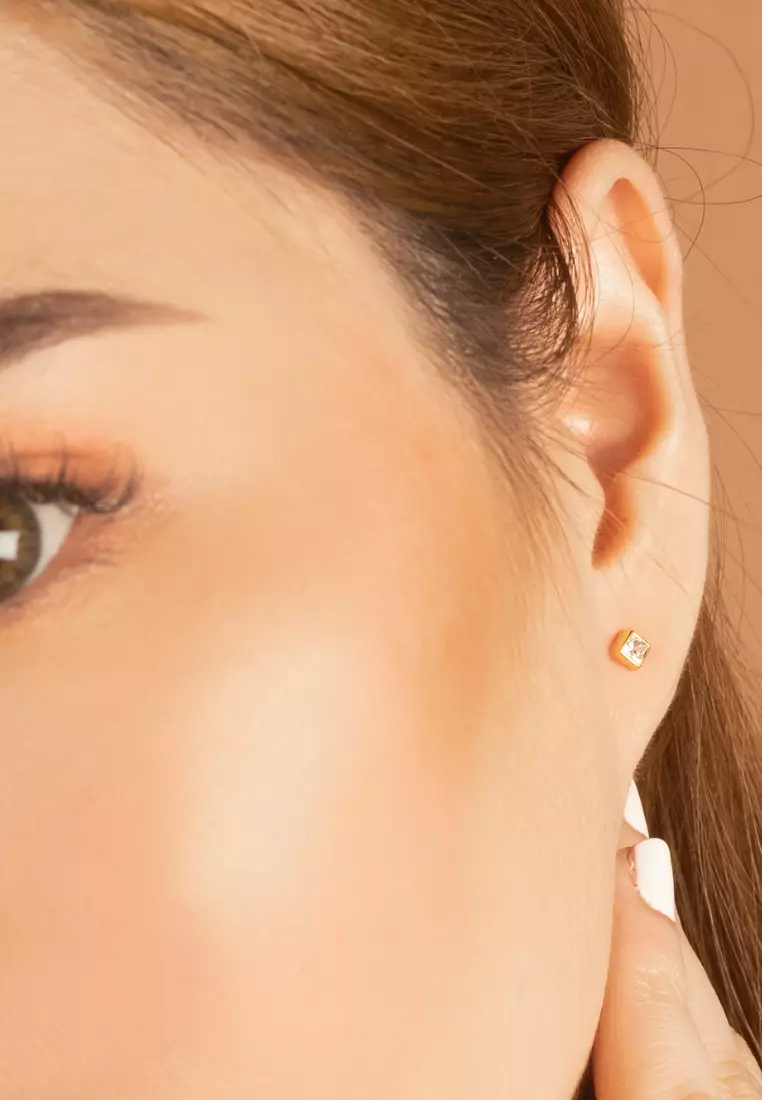 14k gold shop square diamond earrings