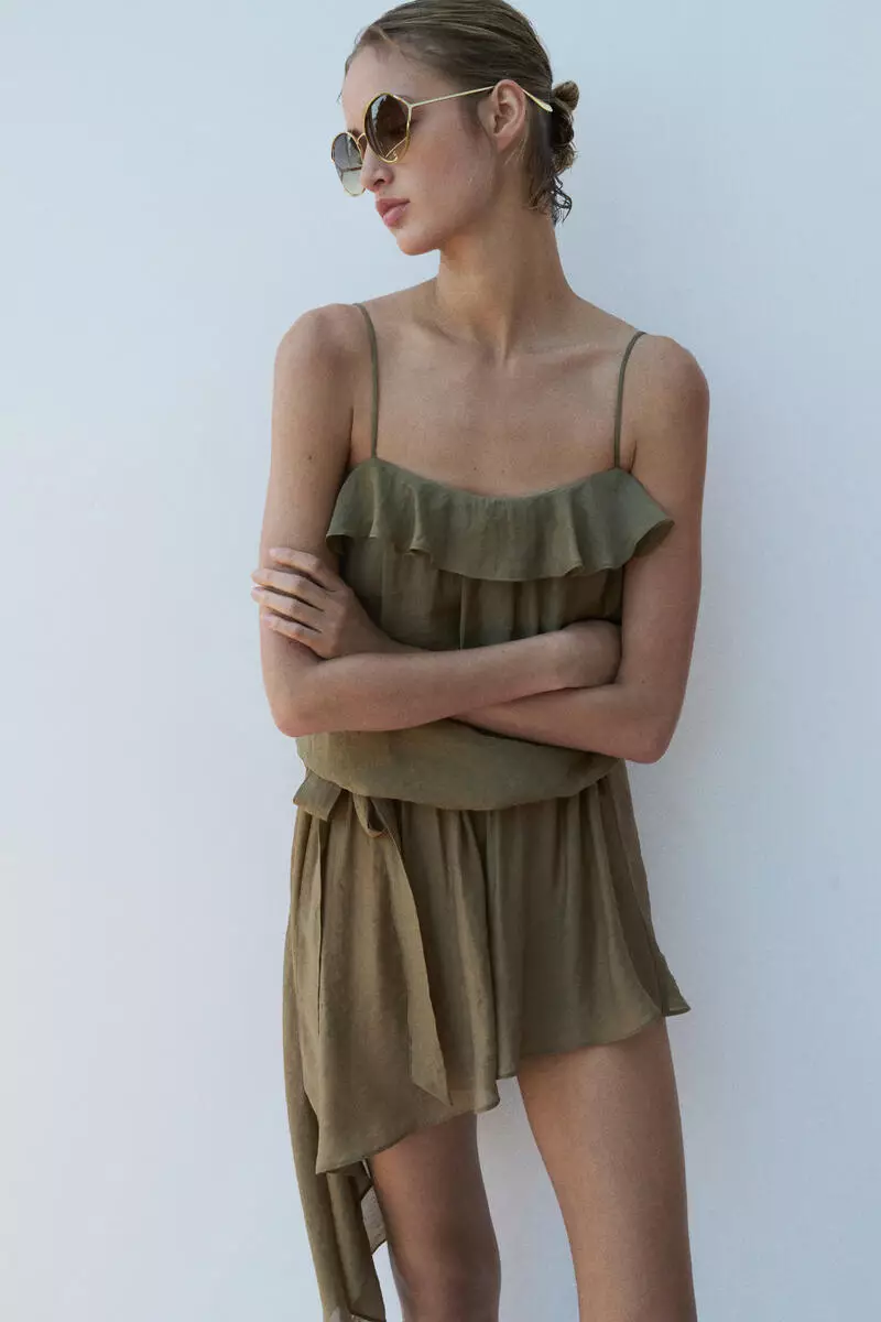 h&m crochet button dress Women's Light beige MAMA Crochet-look dress